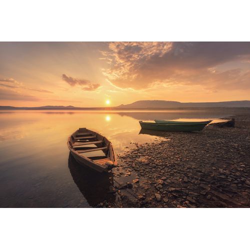 Fototapete PAPERMOON "Photo-Art DMITRY KUPRATSEVICH, BOOT AM SEE", bunt, B:4m L:2,6m, Vlies, Tapeten