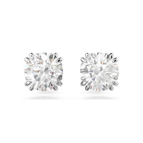 Paar Ohrstecker SWAROVSKI "Stilla Round Stern", weiß (metallfarben, kristallweiß, kristallweiß), Ohrringe, Damen, Metall, mit Swarovski Kristall