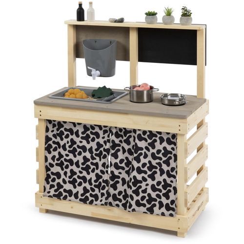 Outdoor-Spielküche MUDDY BUDDY "Big Leo", grau (natur, warmgrau), Spielküchen, KinderB:40cm H:90cm T:80cm, Holz, Polyester, natur - warmgrau, B:40cm H:90cm T:80cm