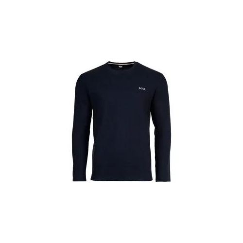 Longsleeve BOSS "Longsleeve Waffle Longsleeve 1er Pack", Herren, Gr. S, blau (dunkelblau), Obermaterial: 60% Baumwolle CO. 40% Polyester PES., Shirts