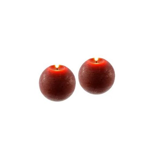 LED-Kerze I.GE.A. "LED Echtwachskerze 2er Set", rot, B:11cm H:11cm, Wachs, Kerzen, LED-Kerze, Mit Timer Flackernd Stumpenkerze Adventskerzen Adventskranz