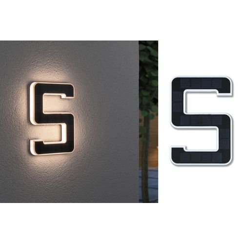 LED Außen-Wandleuchte PAULMANN "Solar Hausnummer", schwarz, B:16cm H:23cm T:3cm, Leuchten, LED Außen-Wandleuchte, LED-Modul, Hausnummern, Buchstaben wählbar, Akku wechselbar