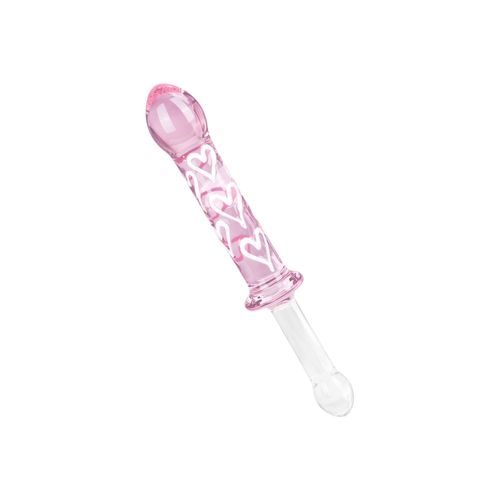 Glasdildo mit Herz Applikation, 22 cm