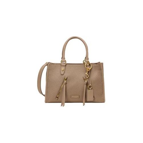 Shopper MARC O'POLO "aus strukturiertem Schafleder", Damen, Gr. B/H/T: 12cm x 23cm x 14cm, earthy taupe, Leder, unifarben, Taschen Shopper