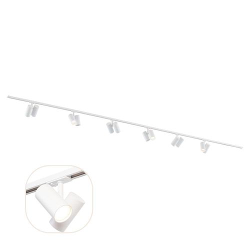 Qub 1-Phasen-Schienensystem – GU10 – 400 cm – I-Form – 6 Viror Duo Spots – Schienensystem – Weiß