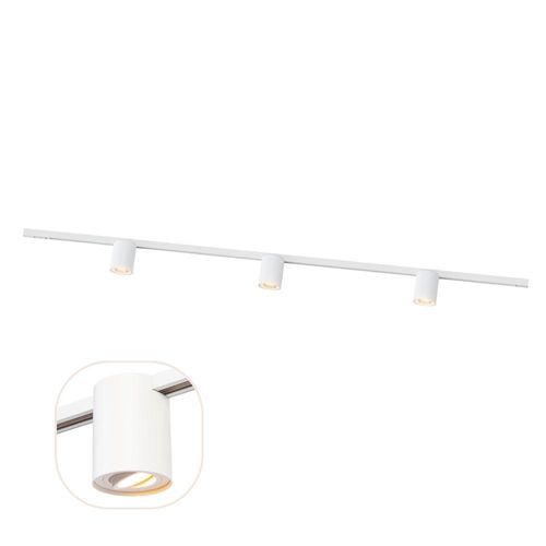 Qub 1-Phasen-Schienensystem – GU10 – 300 cm – I-Form – 3 Viror Orbit Spots – Schienensystem – Weiß