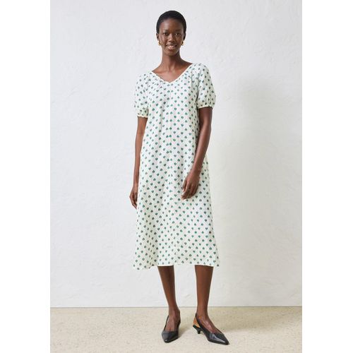 bonprix Kleid aus reinem Leinen, weiß, Gr.38, Wunderschönes Kleid mit tiefem Ausschnitt