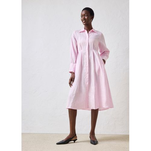 bonprix Hemdblusenkleid aus reinem Leinen, rosa, Gr.50, charmantes Leinenkleid figurumspielend, aus Leinen