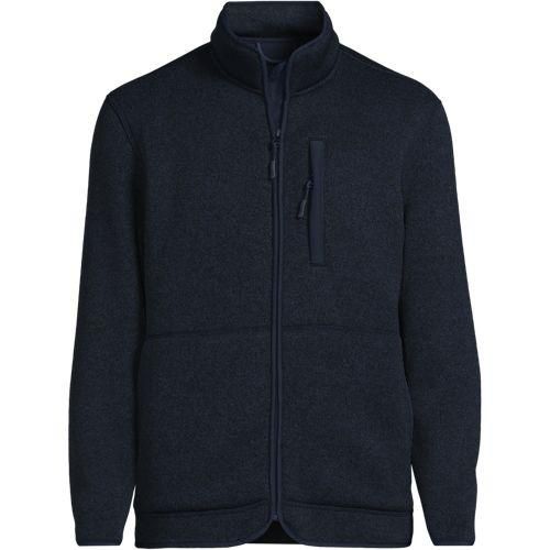 Gefütterte Strickfleece-Jacke, Herren,  Blau, Polyester, by Lands' End