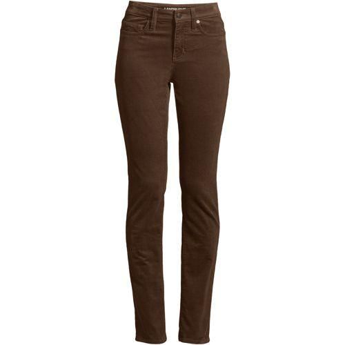 Straight Fit Cordhose Mid Waist, Damen,  Braun, Baumwoll-Mischung, by Lands' End