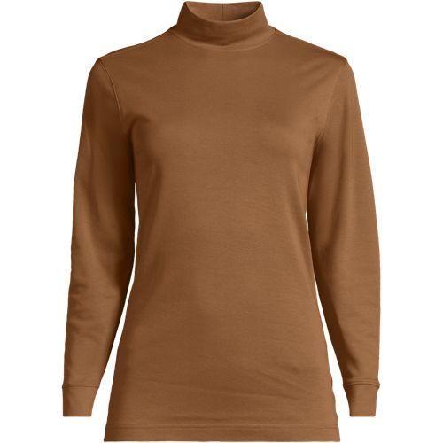 Stehkragen-Shirt, Damen,  Beige, Baumwolle, by Lands' End
