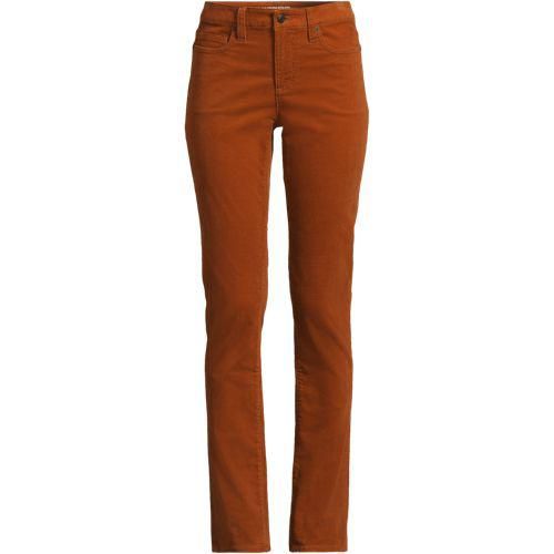 Straight Fit Cordhose Mid Waist, Damen,  Orange, Baumwoll-Mischung, by Lands' End