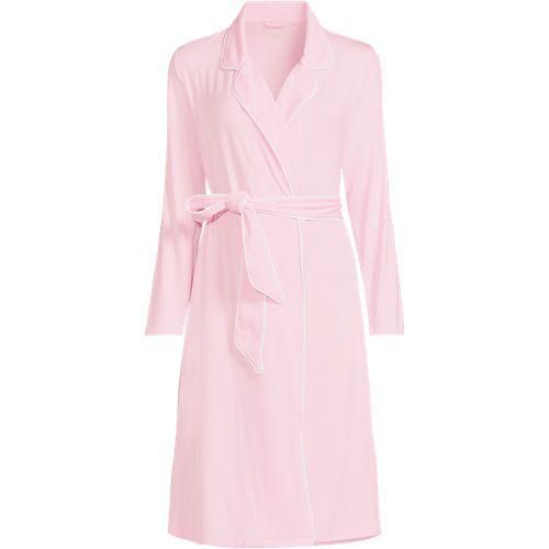 Bademantel mit Paspeln, Damen,  Pink, Elasthan/Viskose-Mischung, by Lands' End