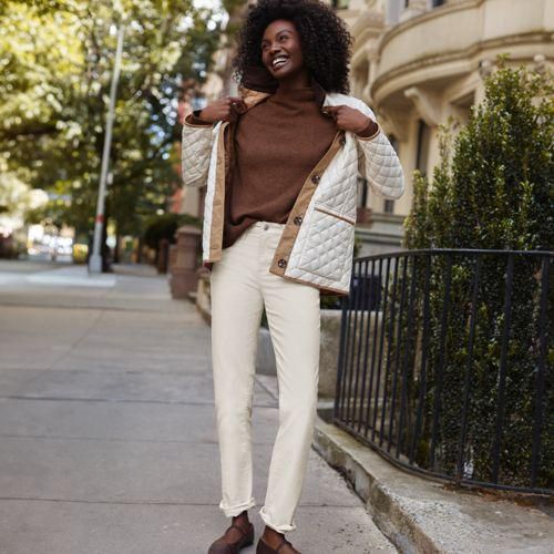 Straight Fit Cordhose Mid Waist, Damen,  Weiß, Baumwoll-Mischung, by Lands' End