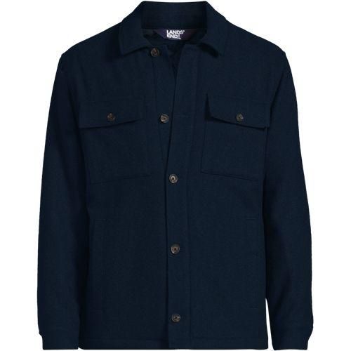 Gefütterte Hemdjacke aus Wollmix, Herren,  Blau, Woll-Mischung/Polyester-Mischung, by Lands' End