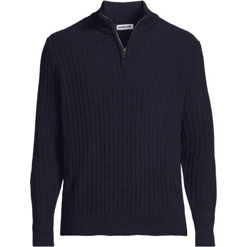 Chenille-Pullover mit Reißverschluss, Herren,  Grau, Polyester/Nylon, by Lands' End