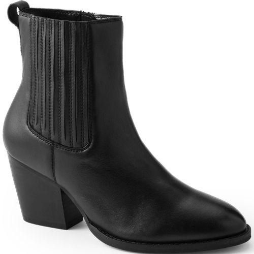 Stiefeletten aus Leder, Damen,  Schwarz, Leder, by Lands' End