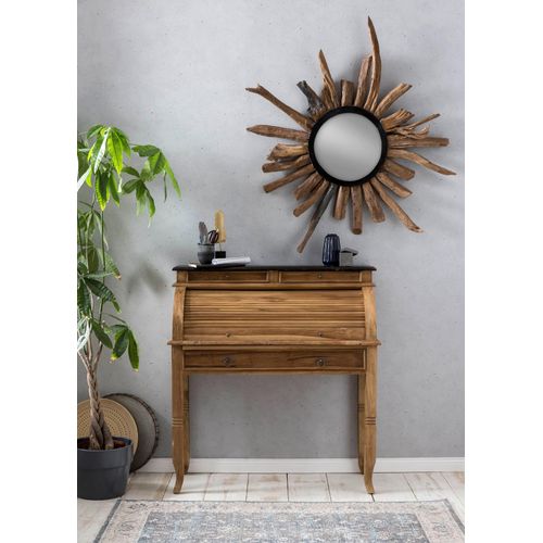 Sekretär SIT "Sekretär SEADRIFT – Massiver Teakholz‑Sekretär 100 cm, Shabby Chic", beige (natur), B:100cm H:106cm T:41cm, Sekretäre, Sekretär, Massiver FSC‑Teakholz‑Sekretär mit Rollladen, Fächern & Schubkästen