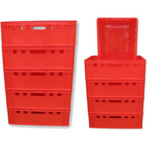 10 Stück E2 Kiste Eurofleischkiste Stapelkiste Box Metzgerkiste lebensmittelecht Farbe rot (10xE2 rot)