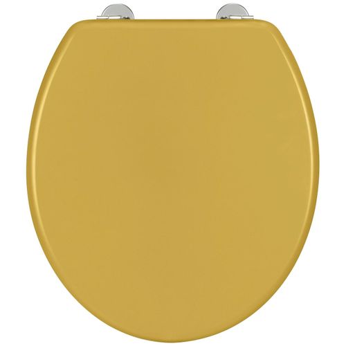 WC-Sitz WENKO "Prima", gelb, B:37cm H:4,2cm L:41cm, WC-Sitze, WC-Sitz, matt, aus MDF, feuchtigkeitsresistent, Edelstahlbefestigung