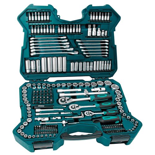 Werkzeugset, grün, B:52cm H:12,5cm L:38cm, BRÜDER MANNESMANN WERKZEUGE, Werkzeugsets, Werkzeugset, 215-tlg.