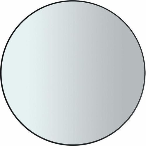 Blomus Wandspiegel Rim, Badezimmerspiegel, Dekospiegel, Stahl pulverbschichtet, farbiges Glas, Black, 80 cm, 66079