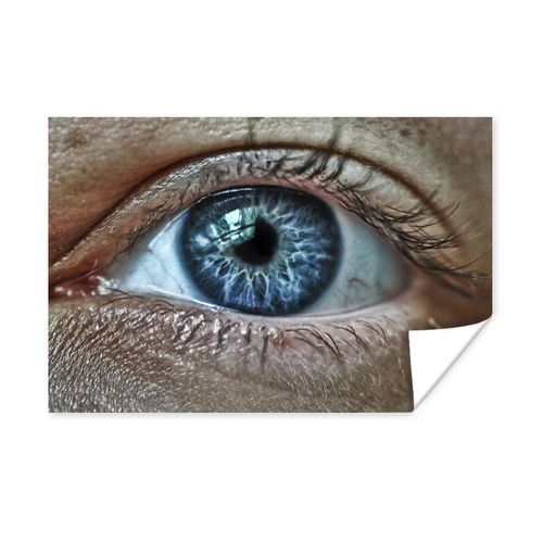 Poster - Nahaufnahme von blauen Augen - 90x60 cm