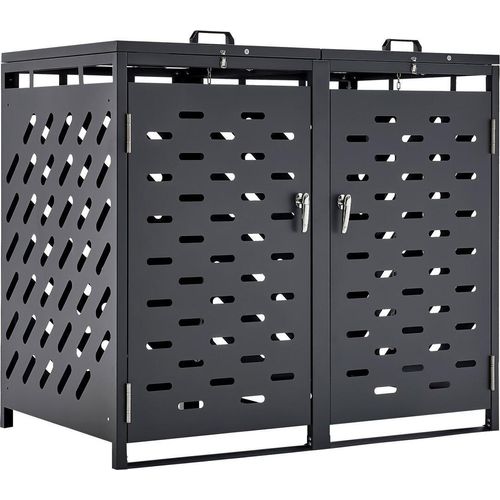 Trash Can Storage Garbage Can Storage Shed 2 x 52.79 Gal with Chain Lid