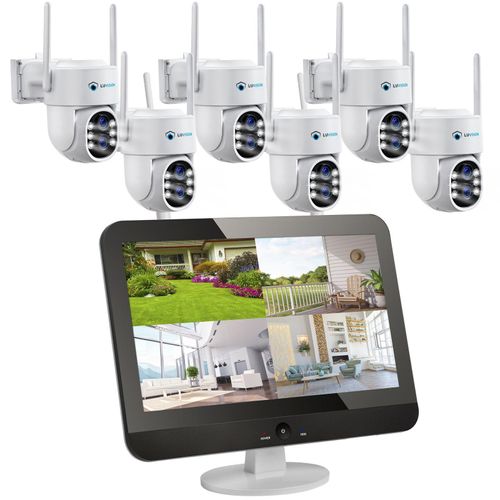LUVISION Dual WLAN PTZ Überwachungssystem mit 12,5" Monitor,Mikrofon, Sirene, Nachtsicht, KI Bewegungsverfolgung