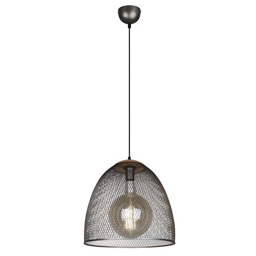 Pendelleuchte, Gitteroptik, Holz, silber, H 150 cm