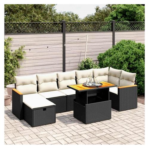 Gartenlounge aus Rattan mit Stauraum, Loungemöbel Set für den Außenbereich