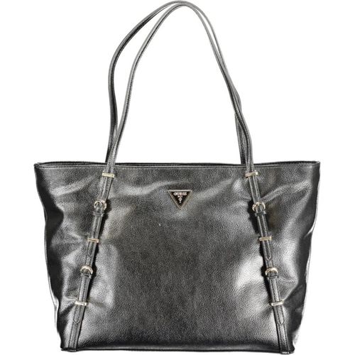 Schicke schwarze Damenhandtasche mit Fächern und Reißverschluss