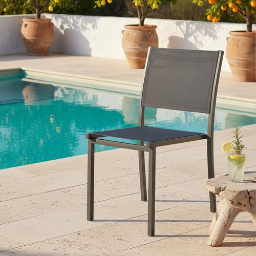 Grauer Aluminium-Gartenstuhl mit Textilene - Oviala Nice