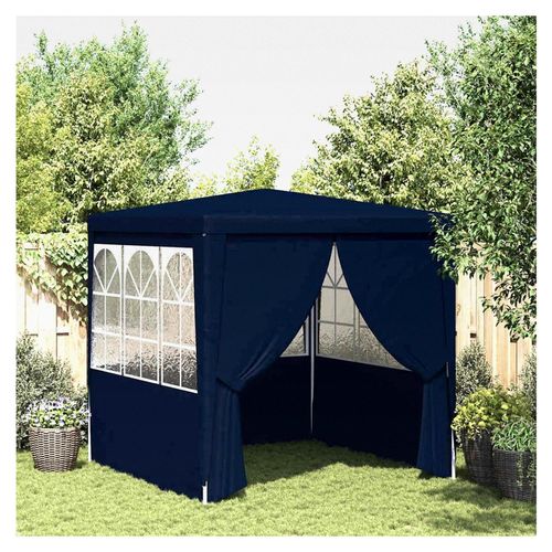 UV- und wasserbeständiges Partyzelt 2,5x2,5x2,4m blau mit Seitenwänden - für Gartenfeiern und -treffen