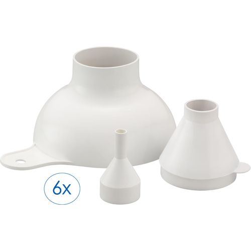 Trichter RUCO "6- teiliges Set in 3 Größen", weiß, Kunststoff, Trichter, Trichter, Trichter, Pulvertrichter, Trichter-Set, Made in Germany
