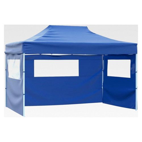 Faltzelt mit 3 Wänden in Blau für Garten und Veranstaltungen