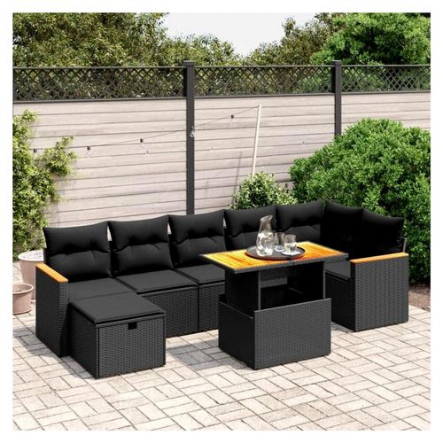 Gartenlounge aus Rattan mit Stauraum, Loungemöbel Set für den Außenbereich