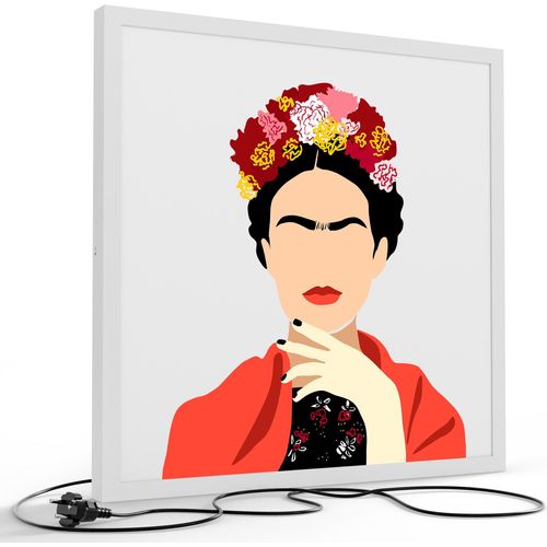 DEQORI LED-Bild & Lampe 60x60 cm Weiß 'Kraft der Blumenkrone' Leuchtbild LED Leuchte