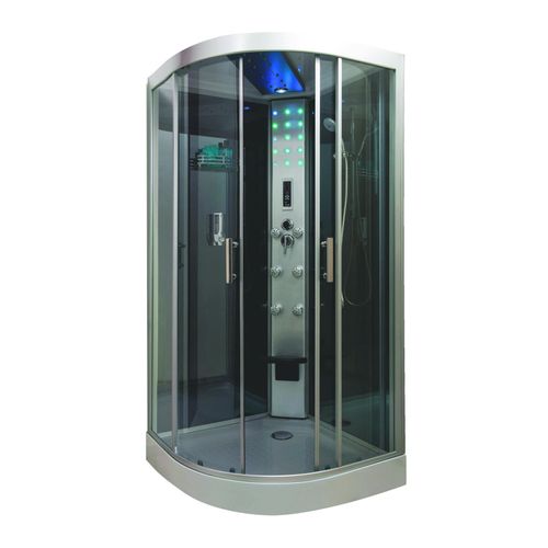 ONDEE ZEN – Hydromassage-Duschkabine – SKADI – Radio – LED-Farbtherapie – 1/4C 100 cm – Schwarz