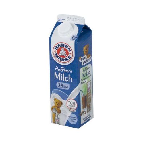 Bärenmarke H-Vollmilch, Fettgehalt 3,5 %, homogenisiert, ultrahocherhitzt, 12 x 1 l