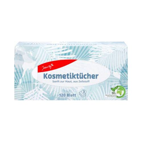 Kosmetiktücher „Jeden Tag“, 120 Stück, 3-lagig, im Spenderkarton, Holzzellstoff, chlorfrei gebleicht, weiß