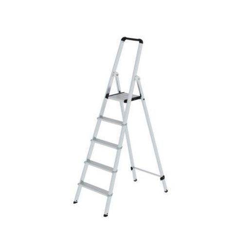 Munk Stufen-Stehleiter, Aluminium, 80 mm Stufen, max. 150 kg, rutschsicher, konische Führung, 235 mm Stufenabstand, 70° Neigung, 5 Stufen