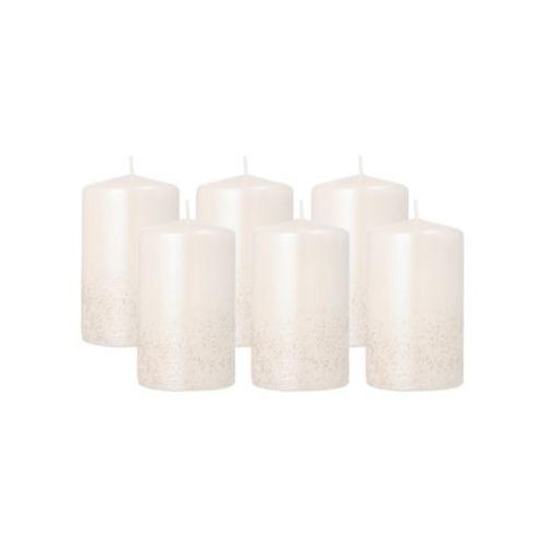Stumpenkerze Papstar Safe Candle, bis zu 36 h, selbstlöschend, Ø 60 x H 100 mm, Paraffin, perlmuttweiß, 6 Stück