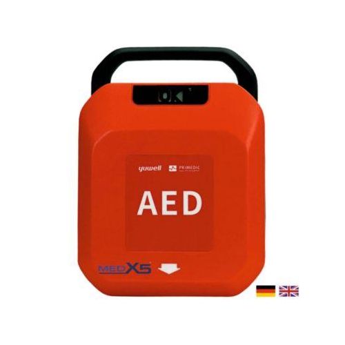 Defibrillator MedX5 HeartSave YA, automatische Schockabgabe, Sprachausgabe DE/EN, Grafikanzeige, IP55, ohne HLW-Feedback-Sensor