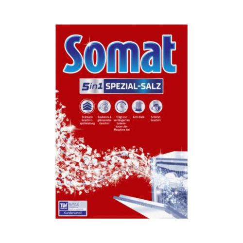 Somat 5-in-1 Spezial-Spülmaschinensalz, 1,2 kg, grobkörnig, Antikalk-Aktiv, für Geschirrspülmaschinen