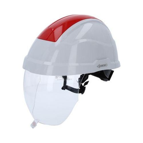Arbeits-Schutzhelm mit Gesichtsschutz, rot