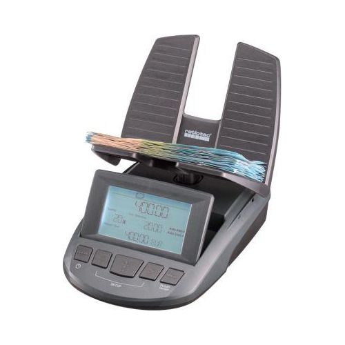 Geldwaage ratiotec® RS 2000, für Münzen & Banknoten, Währungsoptionen EUR/GBP/CHF, USB-Anschluss, Wechselgeld, L 190 x B 130 x H 148 mm, anthrazit