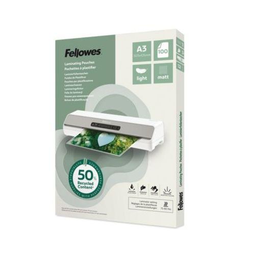 Fellowes® Laminierfolien, Format A3, Folienstärke 80 µ, Recycling-PET, transparent-matt, 100 Stück