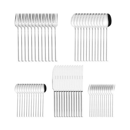 60-teiliges Besteckset: 12 Messer (2,8 mm), Gabeln, Löffel, Kaffeelöffel, Kuchengabeln – Edelstahl 18/10