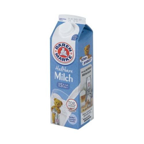 Bärenmarke H-Milch, Fettgehalt 1,5 %, homogenisiert, ultrahocherhitzt, 12 x 1 l
